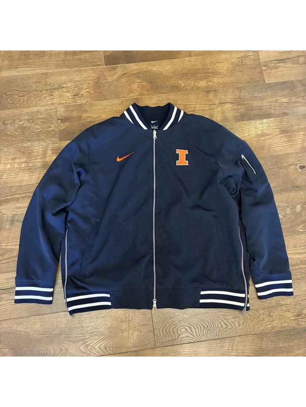 Nike Illinois Fighting Illini navy blue fleece lined bomber jacket